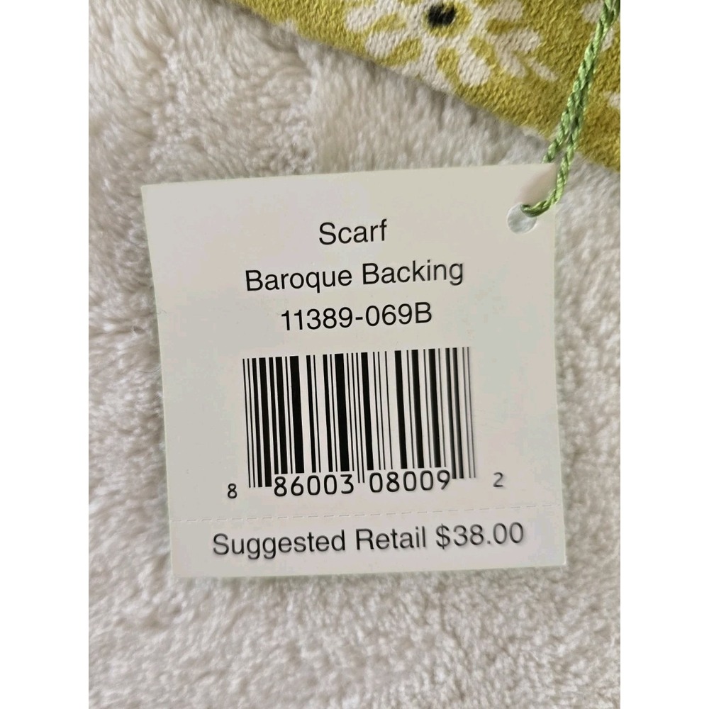 Vera Bradley Baroque Scarf Cashmere Silk Cotton Blend Neck Wrap Green Block Prin - Picture 4 of 5
